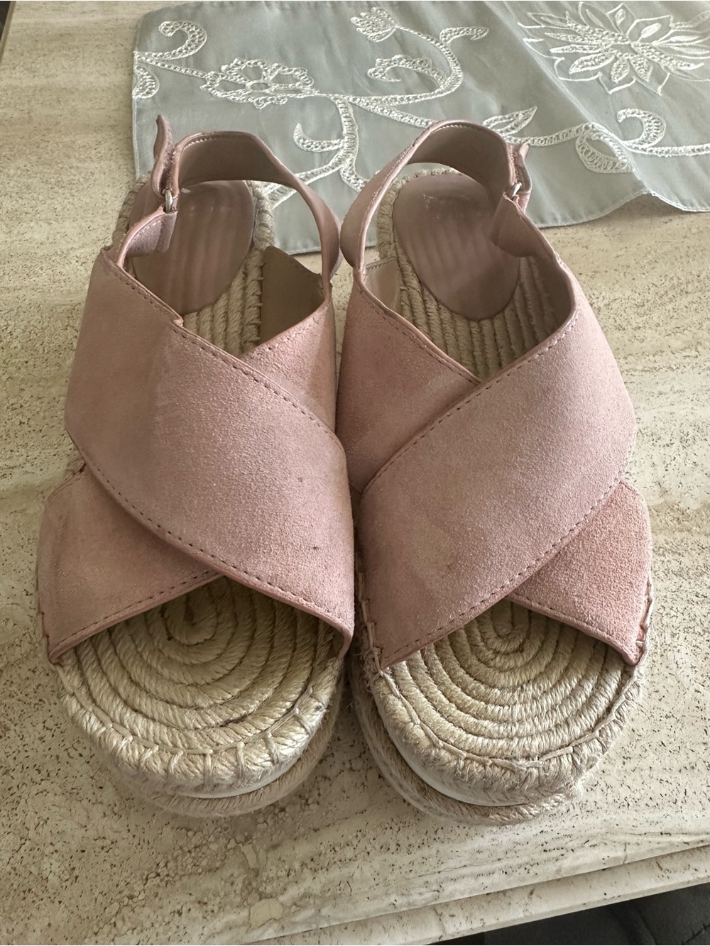 Marc Fisher Blush Pink Crisscross Espadrille Sandals